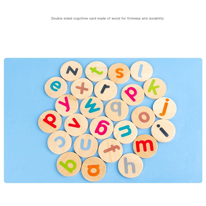 Brinquedos educativos de madeira do enigma da letra para crianças, Alfabeto Matching Game, Learning Words Toys