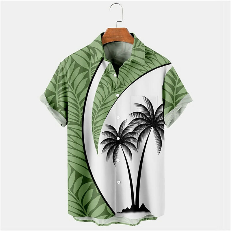 Camisa hawaiana de grulla de animales para hombre, camisa de planta 3d con estampado de flores, camisas hawaianas de talla grande, camisa de flores de playa, verano 2023