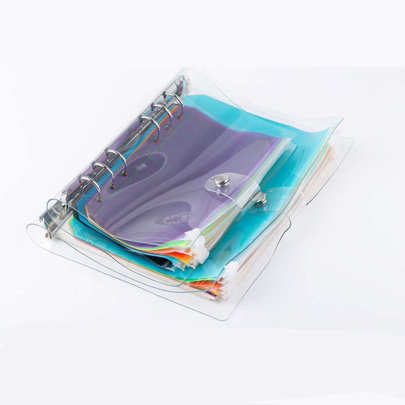 A5/A6 Binder กระเป๋า PVC Binder หลวมกระเป๋าสีสันซิปโฟลเดอร์6-Ring โน้ตบุ๊ค Binder Pouch การจัดเก็บเอกสารกระเป๋า