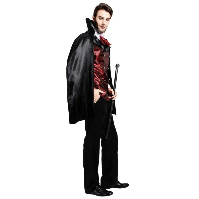 Eraspooky Men Medieval Gothic Vampire Cloak Halloween Costume for Adult Scary Dracula Cosplay Cape Purim Carnival Party Dress Up
