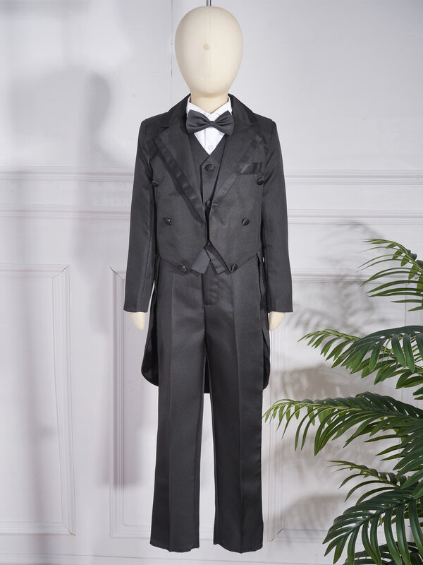 Детский официальный костюм для мальчиков жаккардовые джентльменские костюмы 5 шт. свадебный наряд для мальчиков для дня рождения платье для крещения