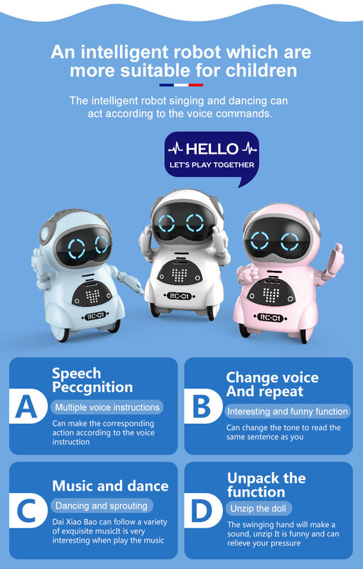 Inglês 939a bolso robô falar diálogo interativo reconhecimento de fala registro cantando dança contando história menino menina rc brinquedos