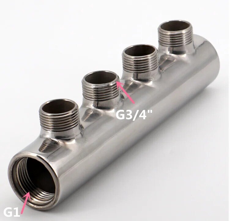304 stainless steel G1" inner wire to G3/4" outer wire water divider three-way four-way water oil and gas pipeline divider
