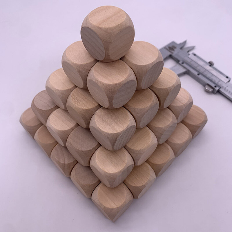 10PCS Blank Wooden Dice Unfinished Wood Cubes 8/12/16/20/22/25/28/30mm Unique Game Dice DIY Craft Printing Projects Chess Games