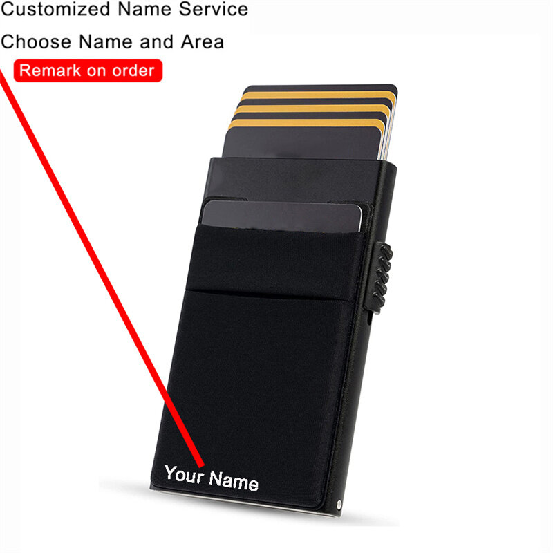 Angepasst Name Karte Halter mit Münze Tasche Geldbörse Kredit Bank Card Halter Schlanke Brieftasche RFID Aluminium Smart Brieftasche für 5-7 karten