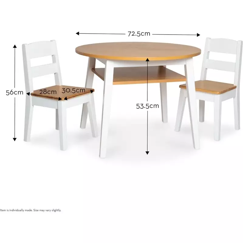 Table en bois pour enfants, mobilier pour enfants, grain de bois clair et finition blanche 2 couleurs, ensemble de meubles d'activité bicolores