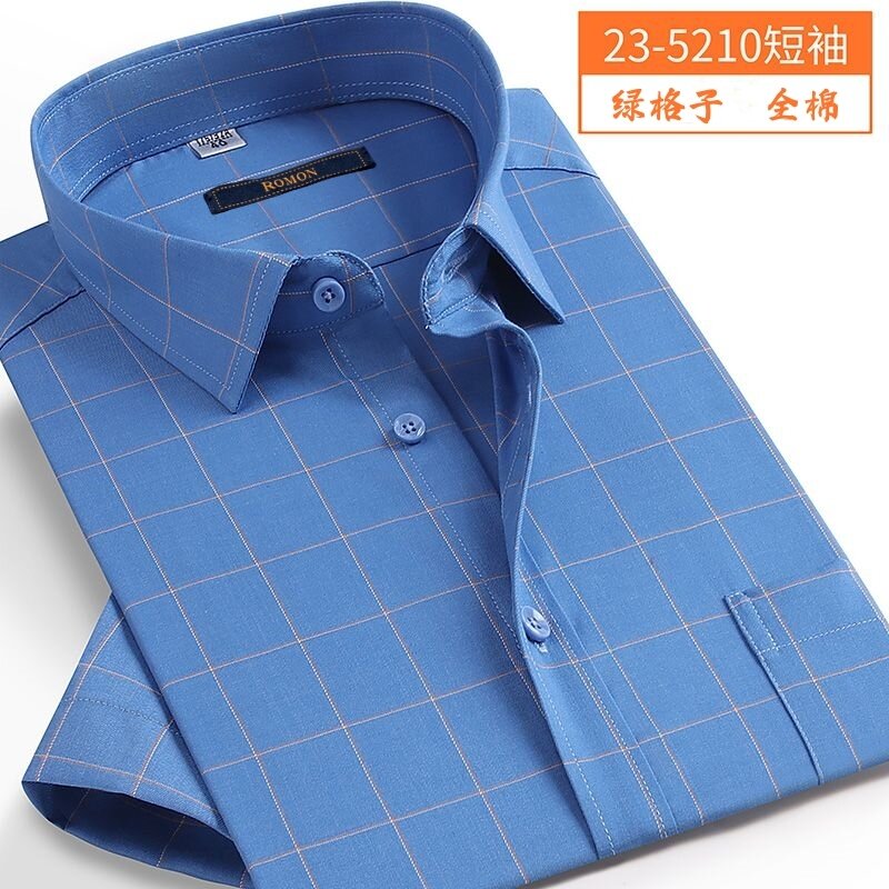 9XL 8XL Shirts For Men 100% cotton fashion male Plaid formal casual men shirt short sleeve super large plus size M-9XL