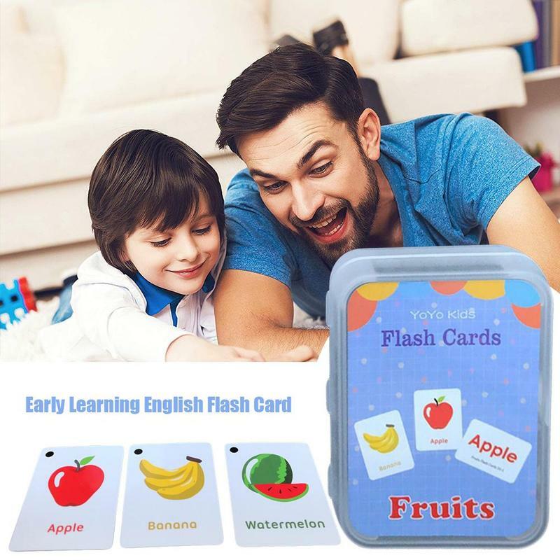 Kata-kata Bahasa Inggris Belajar Flashcards untuk Anak-anak 3-6 Tahun Membaca Kartu Pencerahan Mainan Pendidikan Alat Bantu Mengajar Montessori