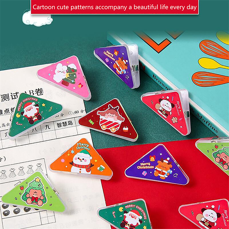 5Pcs Mini Christmas Triangle Clip Corner Clips File Index Clamp Clip Photo Page Holder Note Holder Office School Supplies