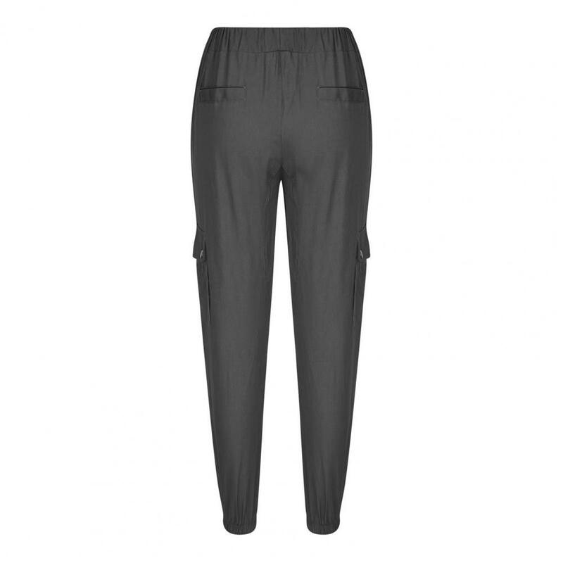 Pantalones de trabajo para hombre, pantalones Cargo versátiles con múltiples bolsillos, cintura elástica, diseño hasta el tobillo, estilo cómodo