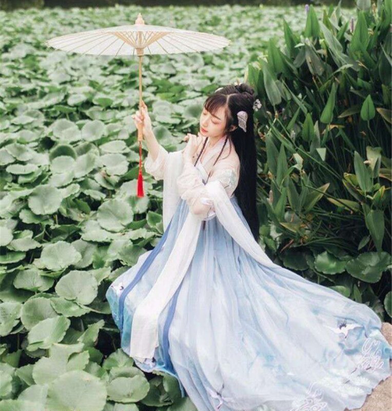 Pakaian Tradisional Cina Wanita Gaun Peri Hanfu Pakaian Festival Kostum Tari Klasik Putri Dinasti Han Kuno