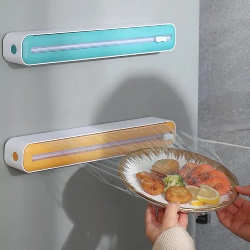 Dispenser di pellicola trasparente per alimenti involucro di plastica nuovo Dispenser Cutter Slider in foglio di alluminio taglierina per Film estensibile accessori da cucina