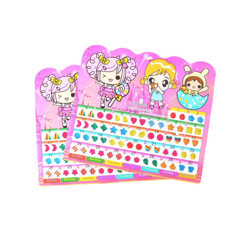 60Pcs Wonderful Children Boy Girl Stickers orecchino Cartoon Reward Crystal Stickers Ear Reward Stick Kindergarten Face Stickers