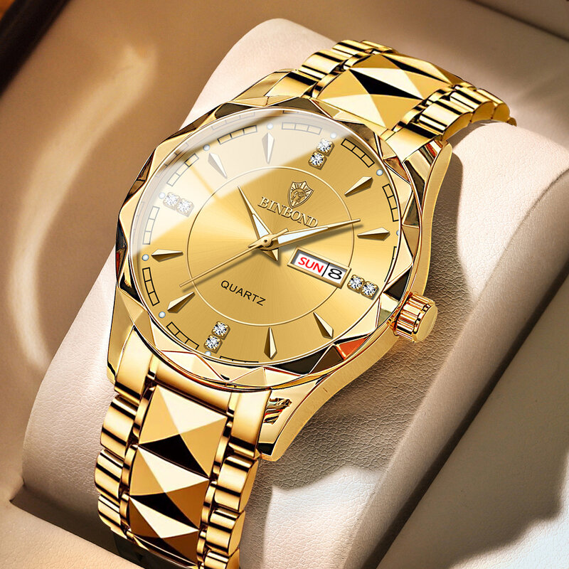 Jam tangan pasangan mewah Top, jam tangan Stainless Steel tahan air 30m jam tangan pria wanita olahraga pria jam tangan wanita kuarsa kasual