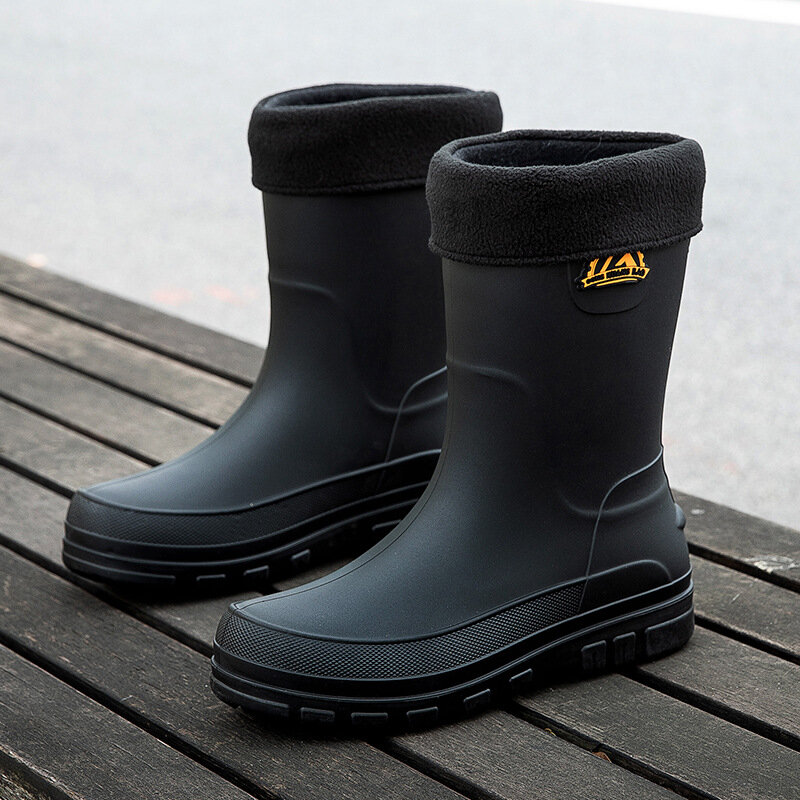Men's Work Safety Shoes Men's Rain Boots Non-slip Water Shoes Mid-calf Boots Waterproof Rubber Shoes Fishing Shoe