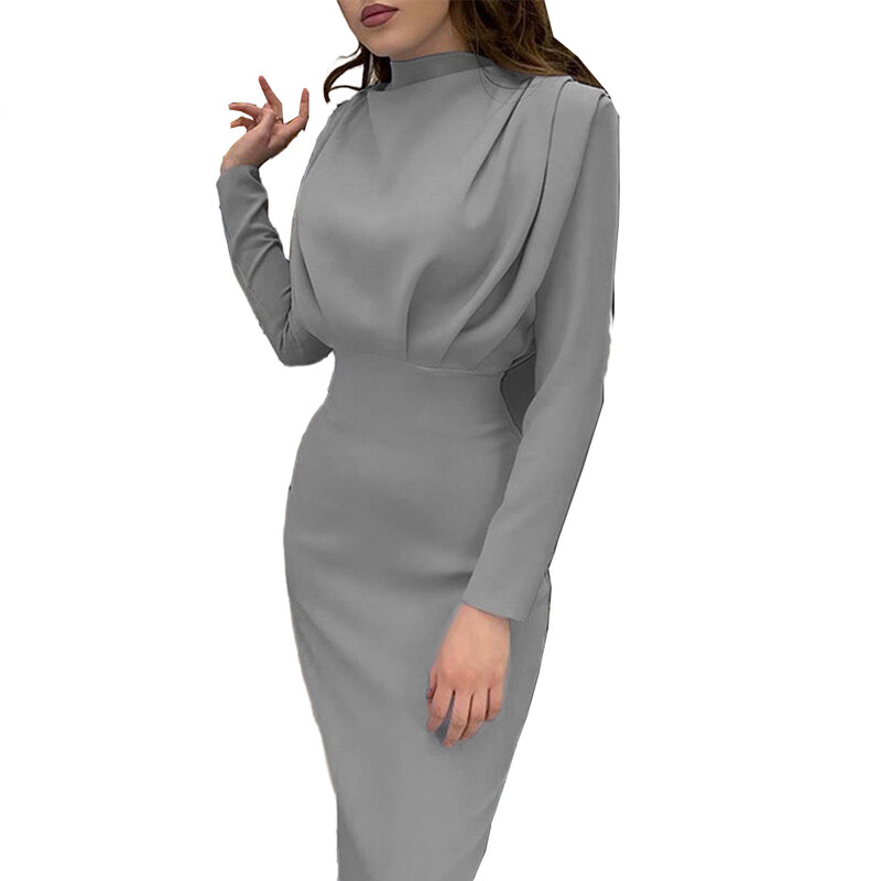 Elegant Women's Cocktail Club Wrap Dress, Long Sleeve Bodycon Maxi Dress, Perfect for Evening Events, Various Colors