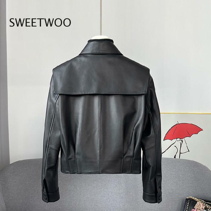 2023 herbst Frühling Pu Jacke Frauen Neue Koreanische Stil Langarm Kleine Schwarze Kurze Top Mode Leder Mantel Frau Jacke