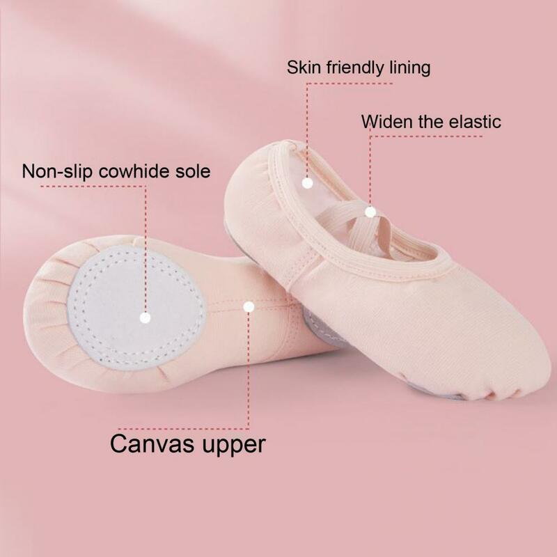 Sepatu latihan sol terpisah, sepatu balet wanita elastis lembut, sandal tari kanvas sol terpisah untuk pertunjukan