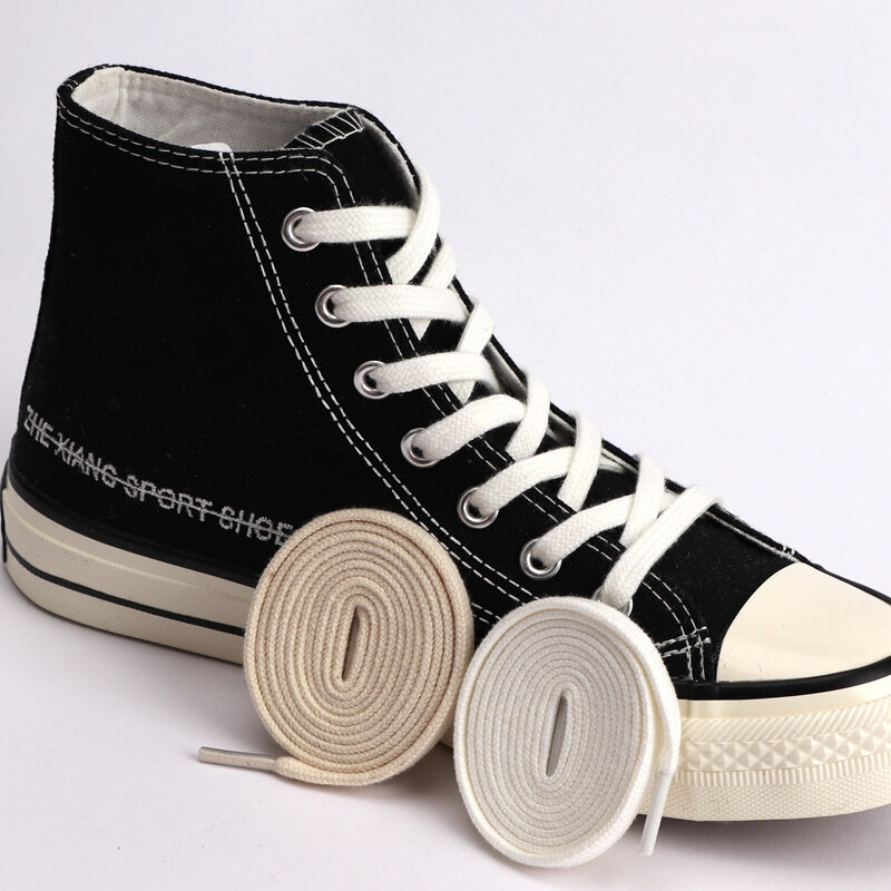 1 paire de lacets classique rétro Double tissage lacet toile coton plat lacets Sneaker cordes lacets Sport botte chaussure lacet