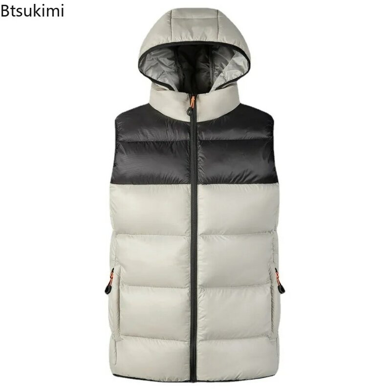 남성용 후드 재킷, 민소매 조끼, 캐주얼 방풍 따뜻한 조끼, 남성 용수철 가을 조끼 재킷, 2023 겨울