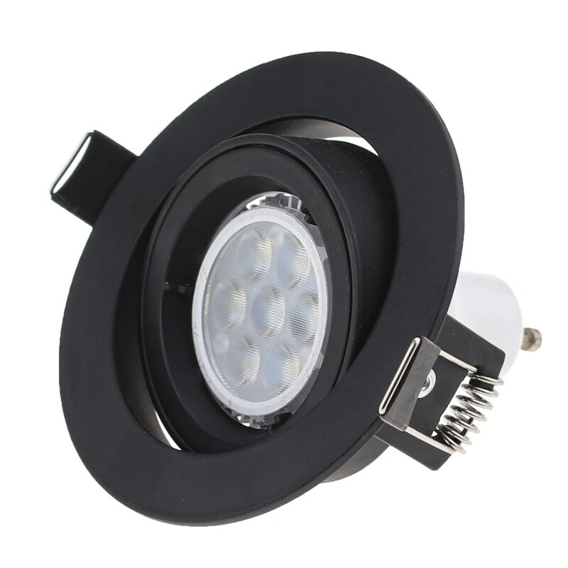 Casing lampu sorot LED kepala tunggal, bingkai pas Casing bola mata LED GU10 MR16 hitam putih Downlight