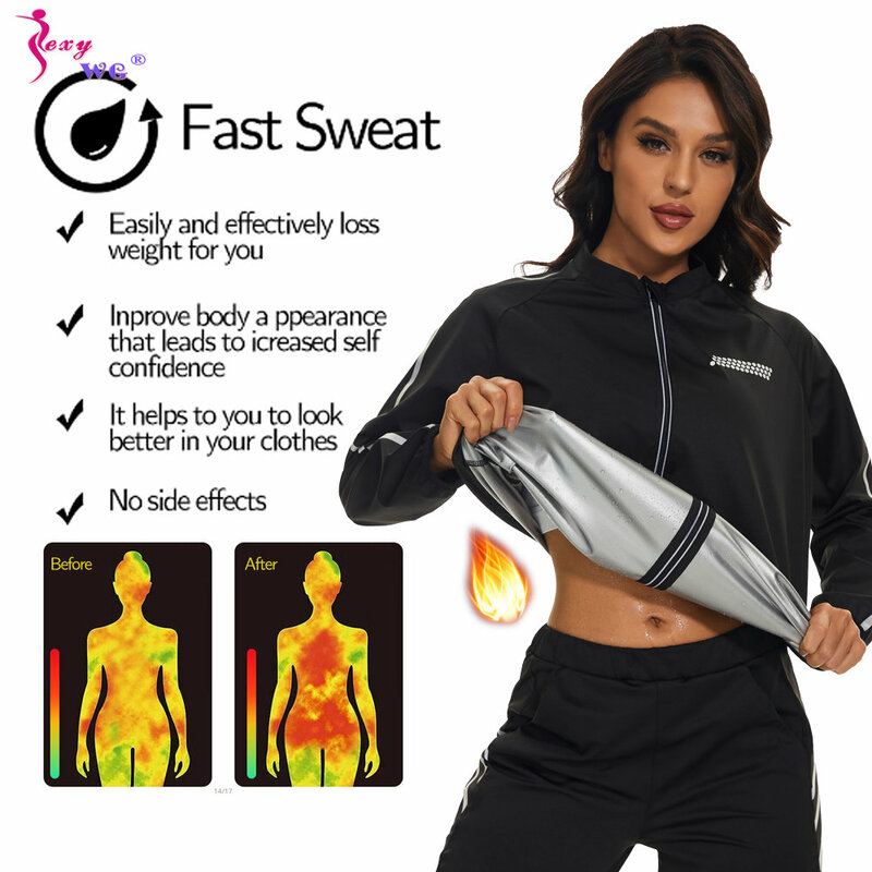 SEXYWG giacca da Sauna per donna felpa con cerniera Top camicia dimagrante tuta per la perdita di peso allenamento palestra esercizio Body Shaper bruciagrassi