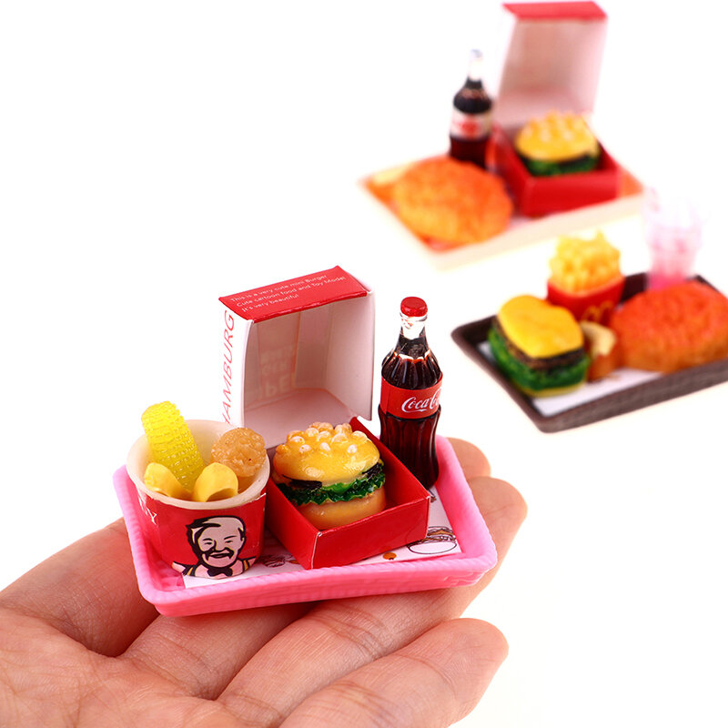 1pc mini miniatura casa de bonecas hamburger coke cup comida rápida para casa de boneca jogar cozinha sorvete acessórios brinquedo