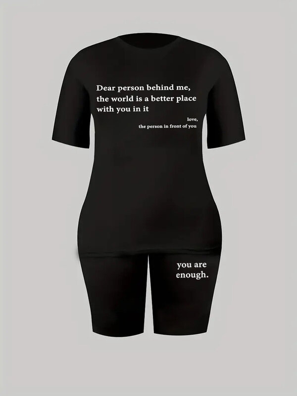 Letni dwuczęściowy zestaw Szorty z nadrukiem w litery Damski letni T-shirt i szorty z krótkim rękawem Odzież damska Suitsy 2k