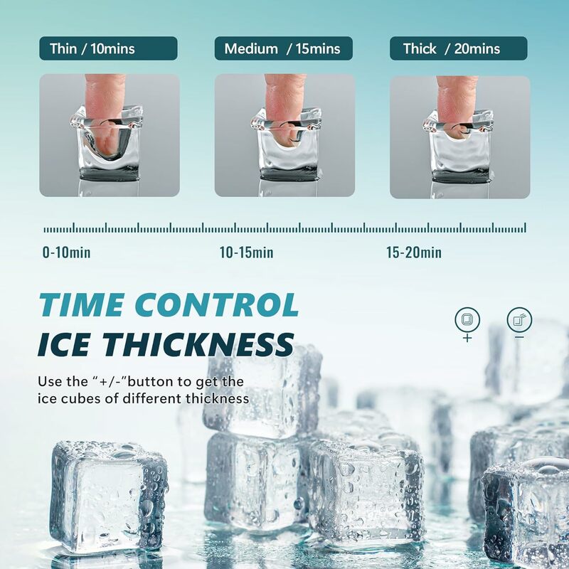 EUHOMY-máquina para hacer cubitos de hielo, encimera, 2 formas de añadir agua, 45Lbs/día, 24 piezas listas en 13 minutos, autolimpieza, portátil, compacto