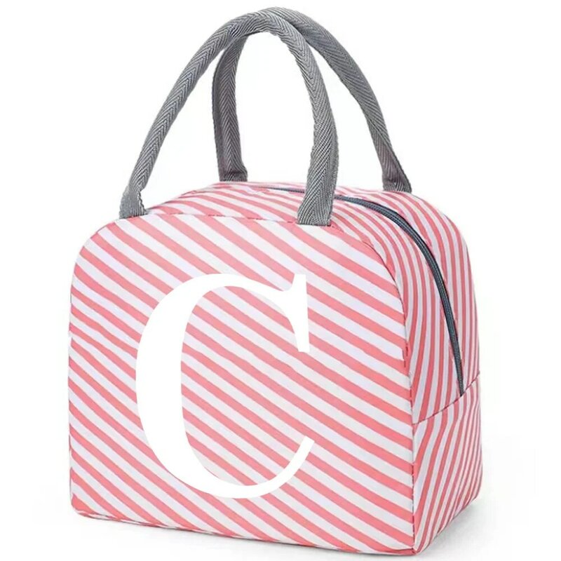 Lunch Bag isolado para crianças, Pink Food Storage Bags, lancheira bonito, impressão de letras brancas, adolescente