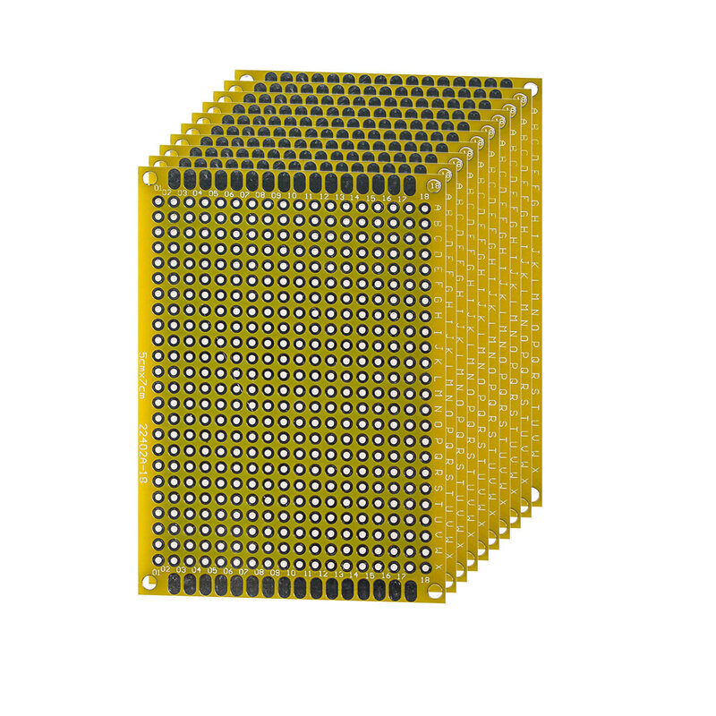 Placas de circuito universais do pwb diy de 5*7cm placa dupla face amarela do pwb de 5 pces