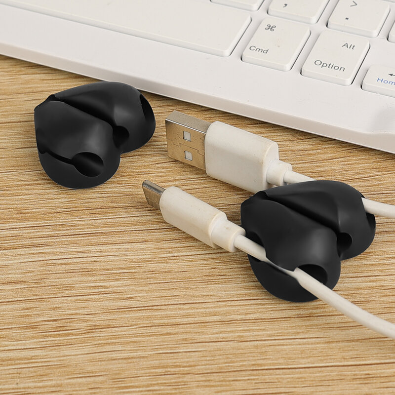 하트 모양 자체 접착 케이블 정리함, USB 충전기 코드 이어폰 키보드 마우스 와이어 클립 책상 벽 코드 관리