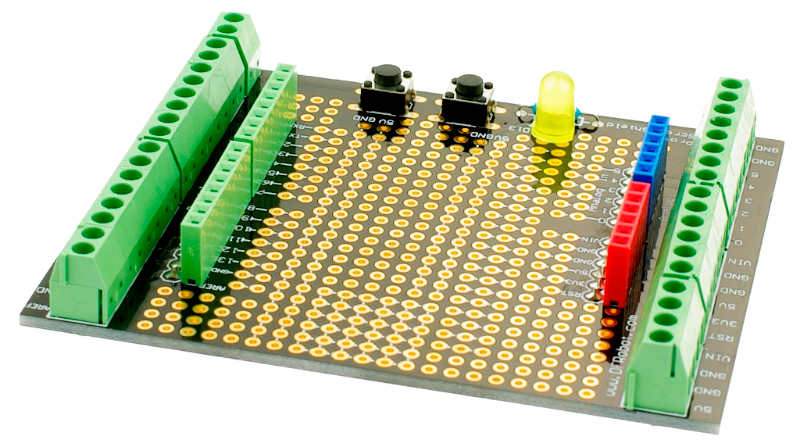 Scheda di espansione per lo sviluppo di prototipi terminali Proto Screw Shield assemblata compatibile con Arduino