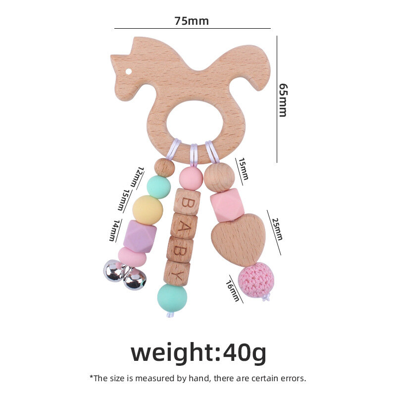 Baby Personalized Name Teethers Teething Toys DIY Accesories Wooden Cartoon Animal Silicone Bead Chew Newborn Molar Bath Gifts