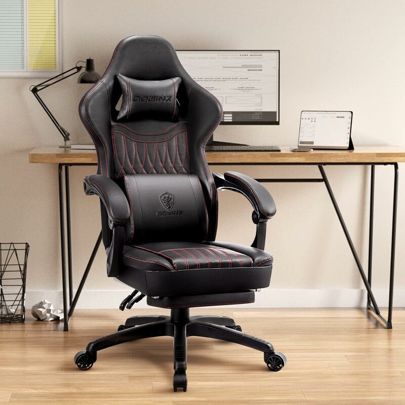 Dodinx-Respirável PU Leather Gaming Chair, Gamer Cadeira com Bolso, Almofada Primavera, Cadeira Ergonômica do Computador, Massagem S Lombar