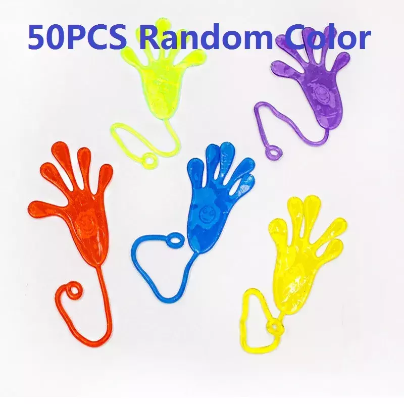 50 buah mainan tangan lengket lucu anak-anak mainan telapak tangan elastis lengket licin mainan anak baru hadiah perlengkapan pesta