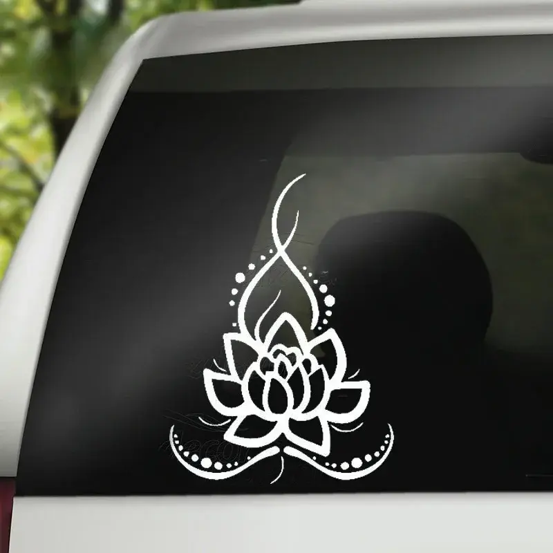 Neues Design himmlische Lotusblume Aufkleber Kunst Auto Fenster Dekor Meditation Yoga Zen Boho Aufkleber Auto Kofferraum Dekoration Muster