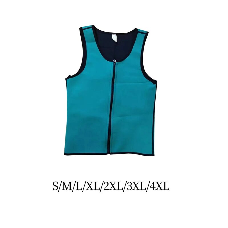 Mens Sauna Vest Shapewear Slimming Zipper Suit Waist Trainer Vest Heat Trapping Sweat Vest for Exercise Workout Gym Sports