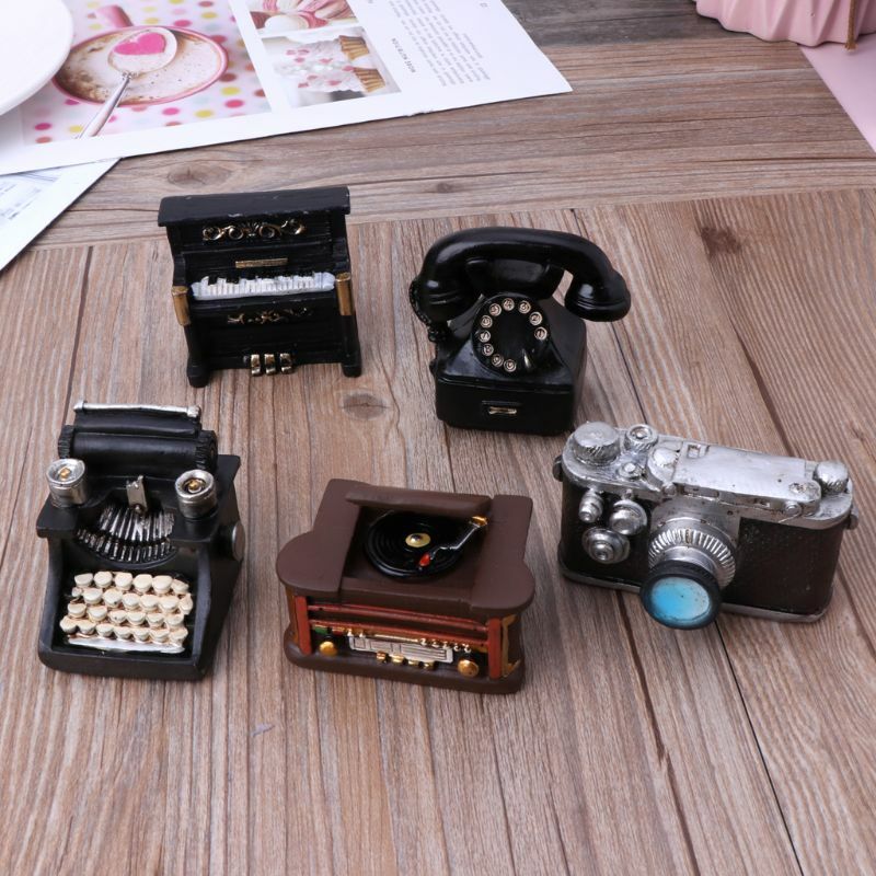 Mini aparelhos antiquados para fotografia, piano telefone câmera amplificador, adereços vintage