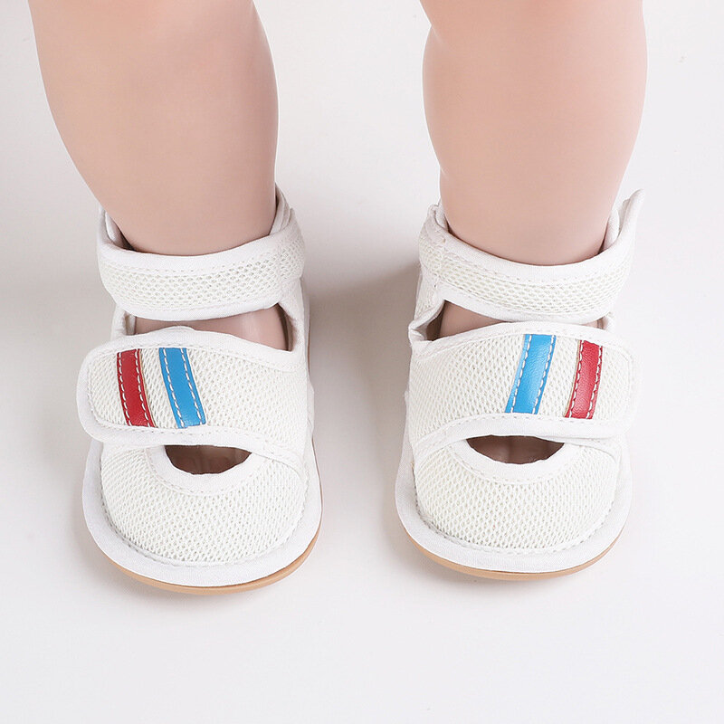 Sandálias de malha antiderrapante respiráveis para bebê, sapatos de caminhada, fundo macio, primavera e outono