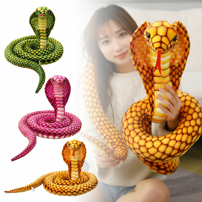 Halloween Gift Giant Plush scary Stuffed Animal Cobra Plush Toy Snake Cute Soft Doll Snake Stuffed Child Birthday Gifts