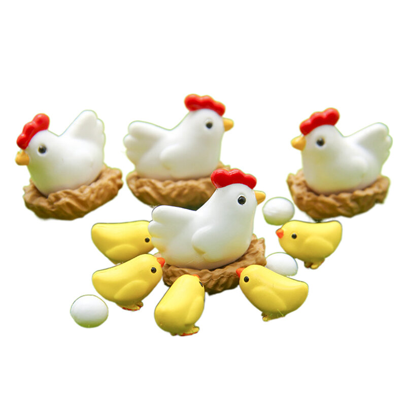 Anak ayam, sarang ayam, ayam betina, ayam, tangan telur, lanskap mikro DIY, boneka berkebun dan lansekap