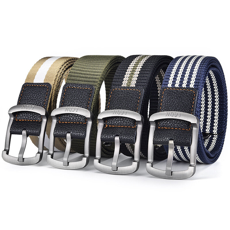 Fashion Unisex Belt Casual Weave Men Canvas Belt Men Alloy Buckle Pin Buckle Belt Youth Student Training Belt Jeans Belt