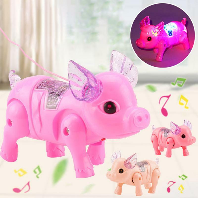 Juguete electrónico interactivo para mascotas, cerdo con música y luces, regalo animado para niños y niñas