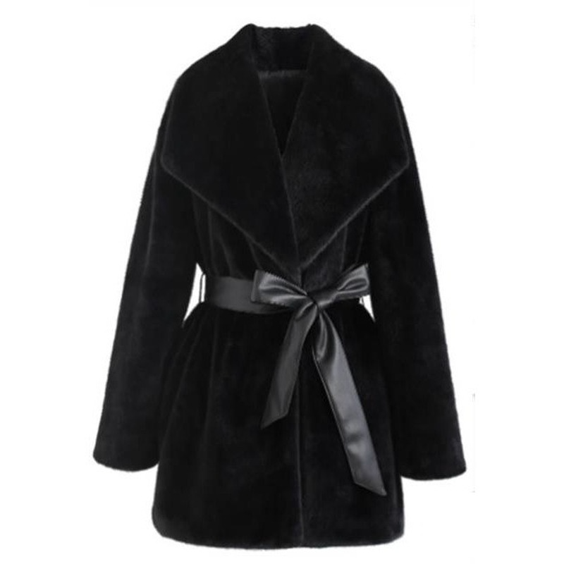 Manteau Long en fausse fourrure pour femme, veste d'hiver en fausse fourrure, couleur unie, manches longues