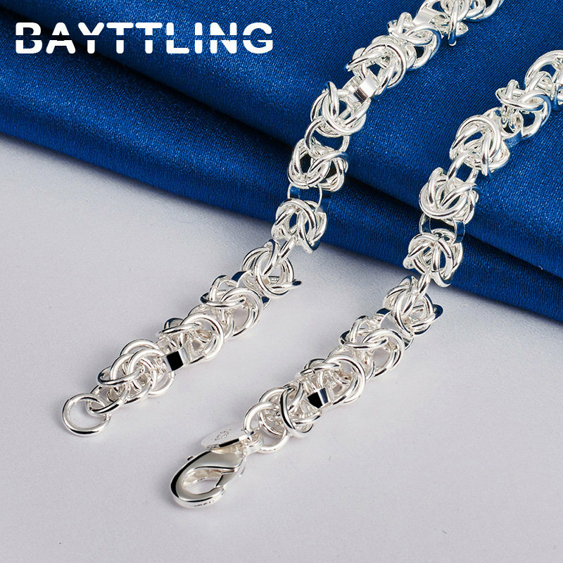 925 Sterling Silver 18 Inches Beautiful Knotted Chain Necklace For Men Women Fashion Hip Hop Party Jewelry Gifts Accessories