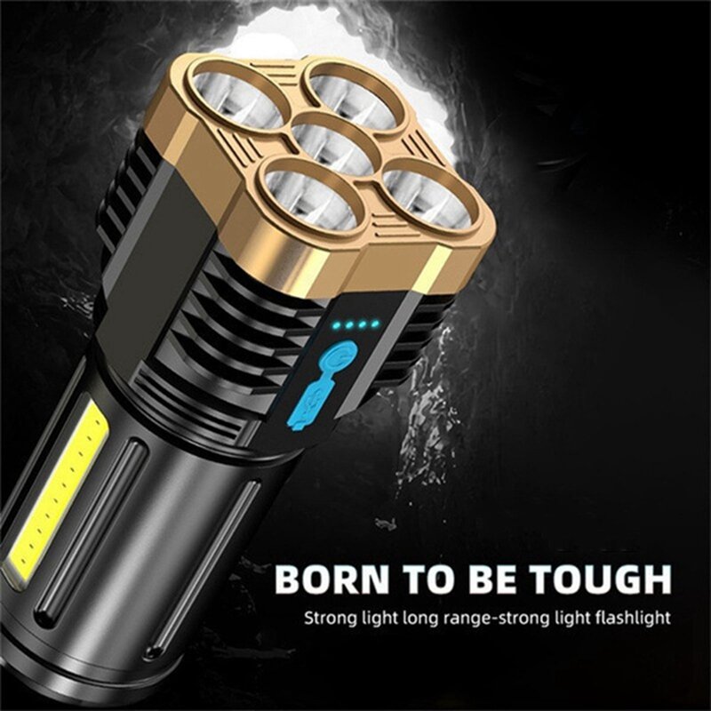 Lampes de poche LED haute puissance avec lumière latérale, 5LED, 3 modes d'éclairage, camping, extérieur