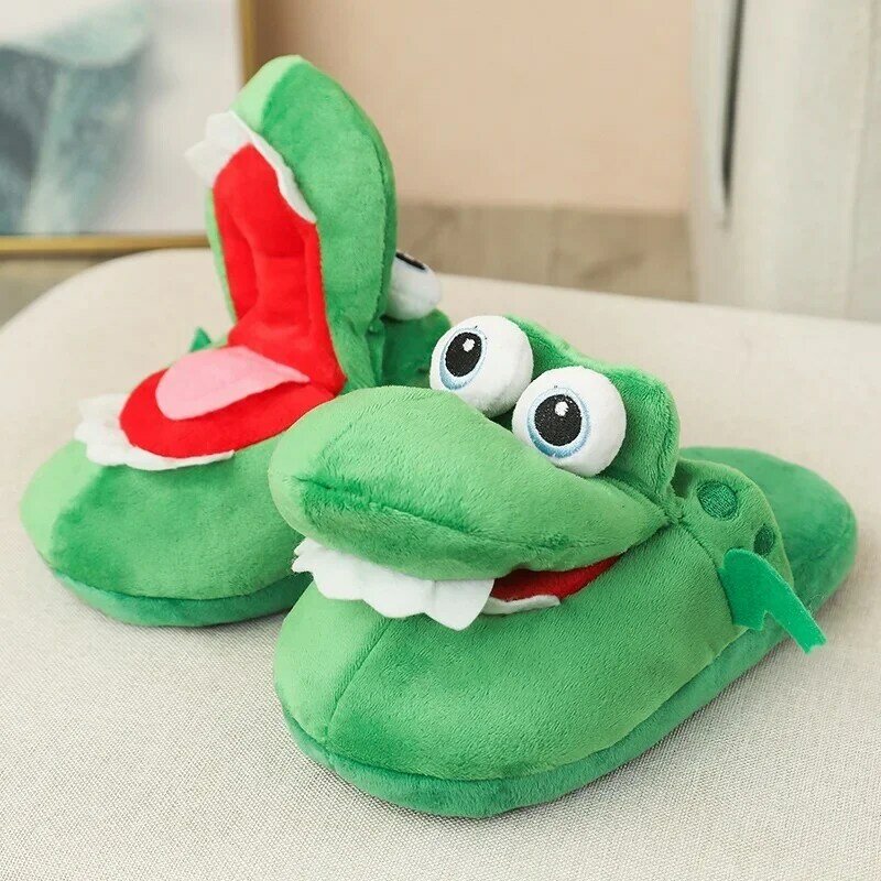 Kreskówka krokodyl kapcie z bawełny poruszający się zabawny spacer z otwarte płytki i tańczący ciepły wygodny prezent na Boże Narodzenie dla dzieci dziewczynka chłopiec