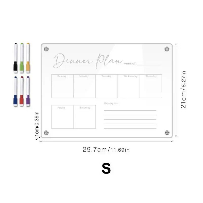 Magnetic Dry Erase Board Magnetic Board Planner Board Weekly Monthly Planner Clear Magnetic Calendar Board Meal Planner With