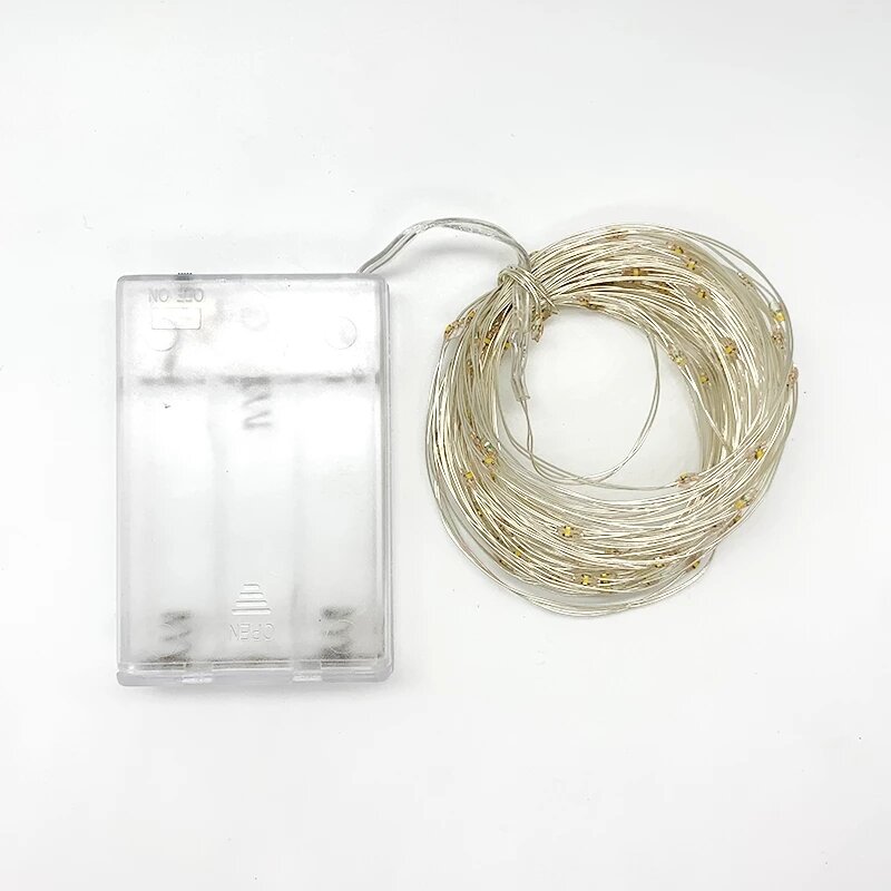 Cuerdas de alambre de cobre para decoración de fiestas, cuerda de luces Led de hadas de 1/2/3/5/10/20M con batería de 3x AA, 200 LED
